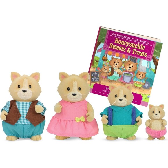 Lil Woodzeez Cat Family Whiskerelli Kitties Animals Toy Set Posable Book Playset - Picture 1 of 8